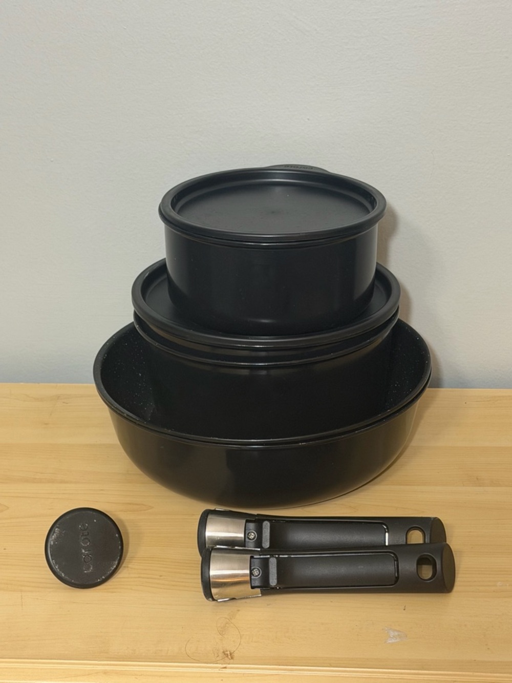 Black Nonstick 7-Piece Cookware Set with Lids & Detachable Handles